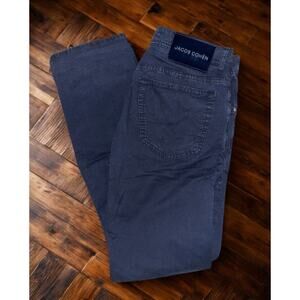 Jacob Cohen Bard Classic Chino Pants Navy Cotton Stretch Slim 34x32 Italy $415